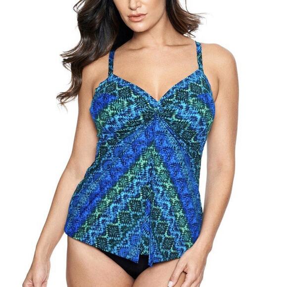 NWT Miraclesuit Size 8 Ocean Ombre Love Knot Tankini Swim Top - Picture 1 of 6